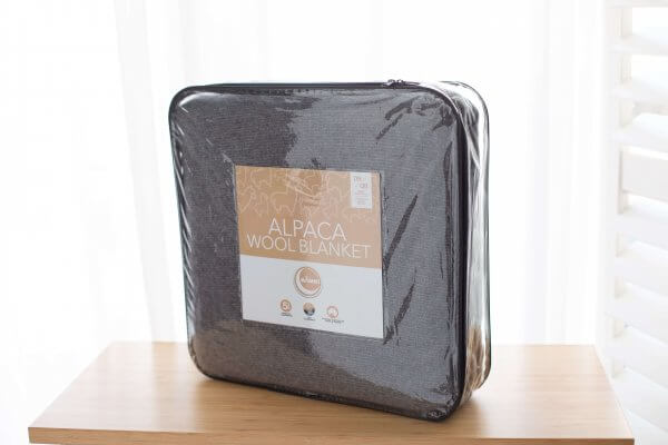 Alpaca Wool Blanket pack shot Dark Grey scaled