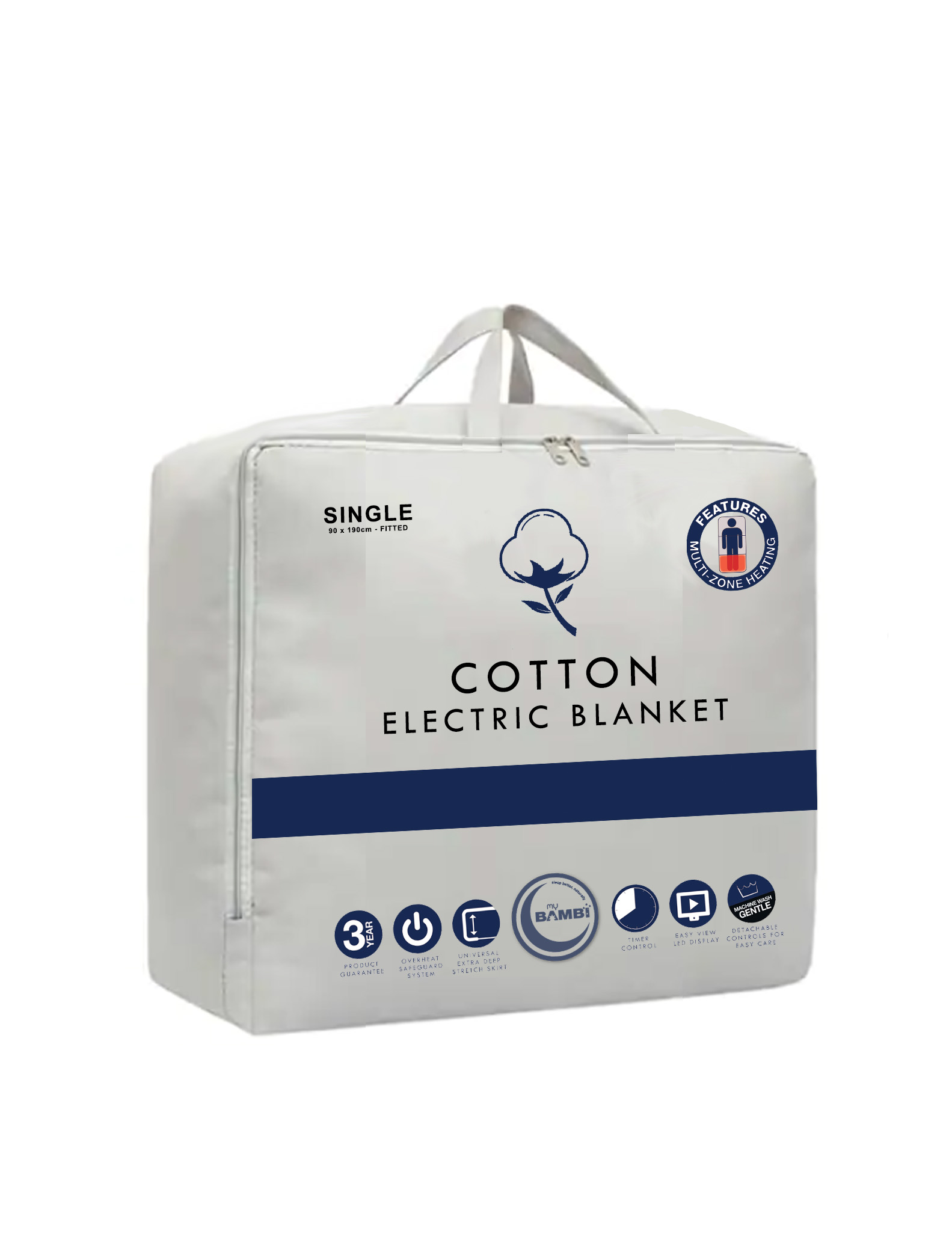 Bambi Cotton Electric Blanket With Multi Zone Heating