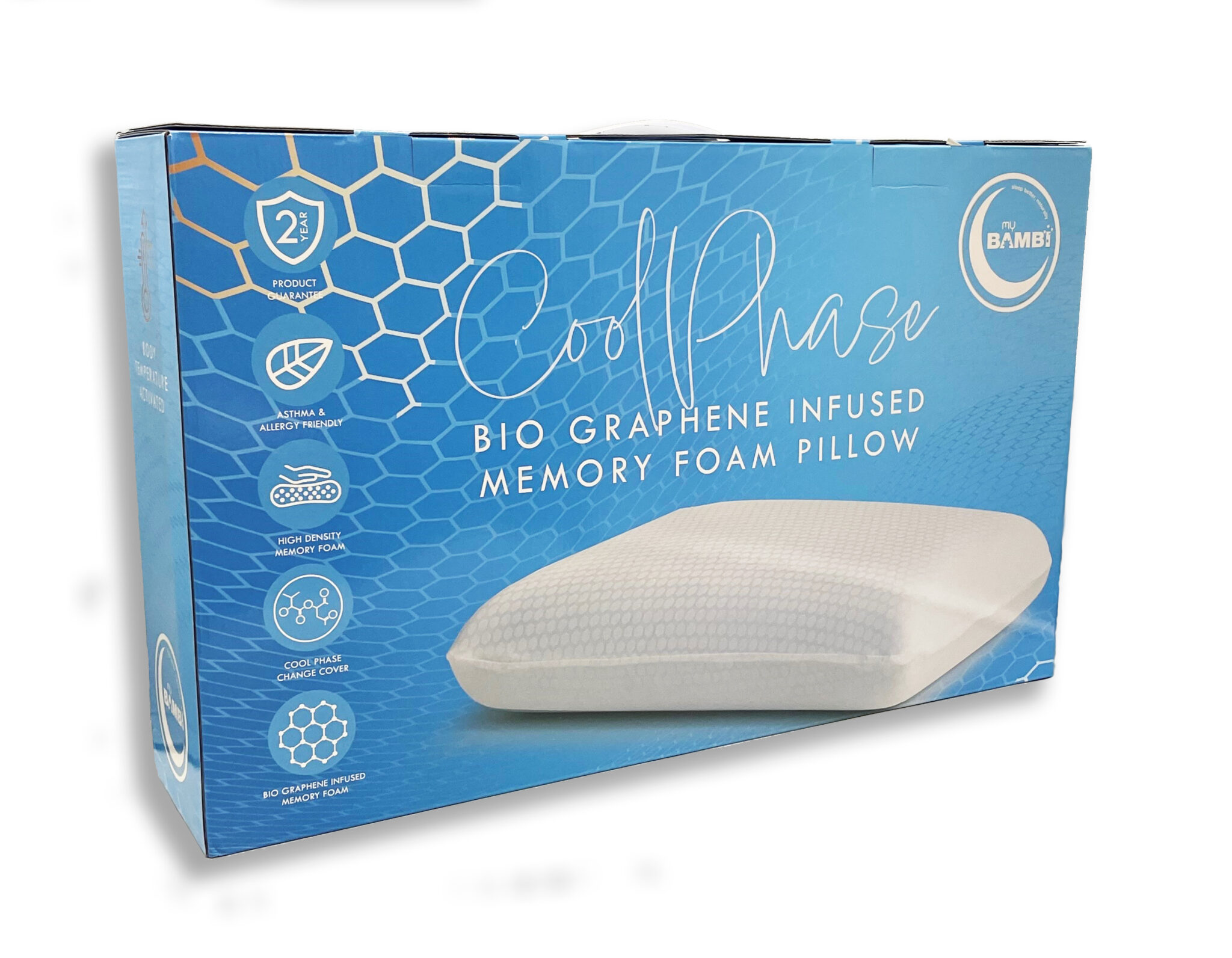 CoolPhase Bio Graphene Infused Memory Foam Pillow Bambi